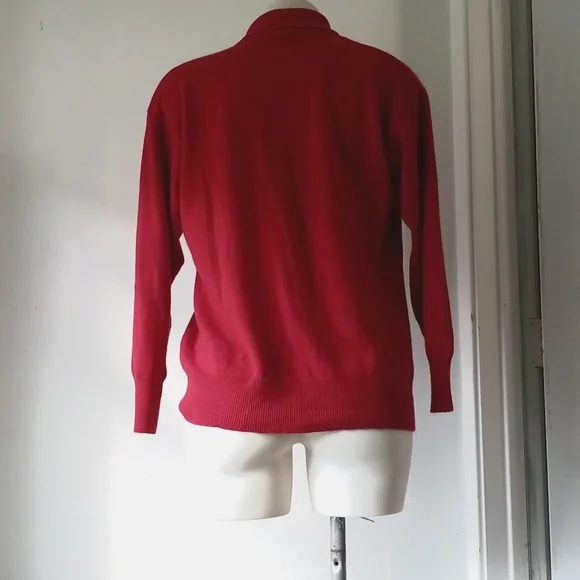 Vintage Anne Klein 100%Cashmere Polo/Long Slvs/Red/Med.Ships Dec 16th earliest - Picture 4 of 6